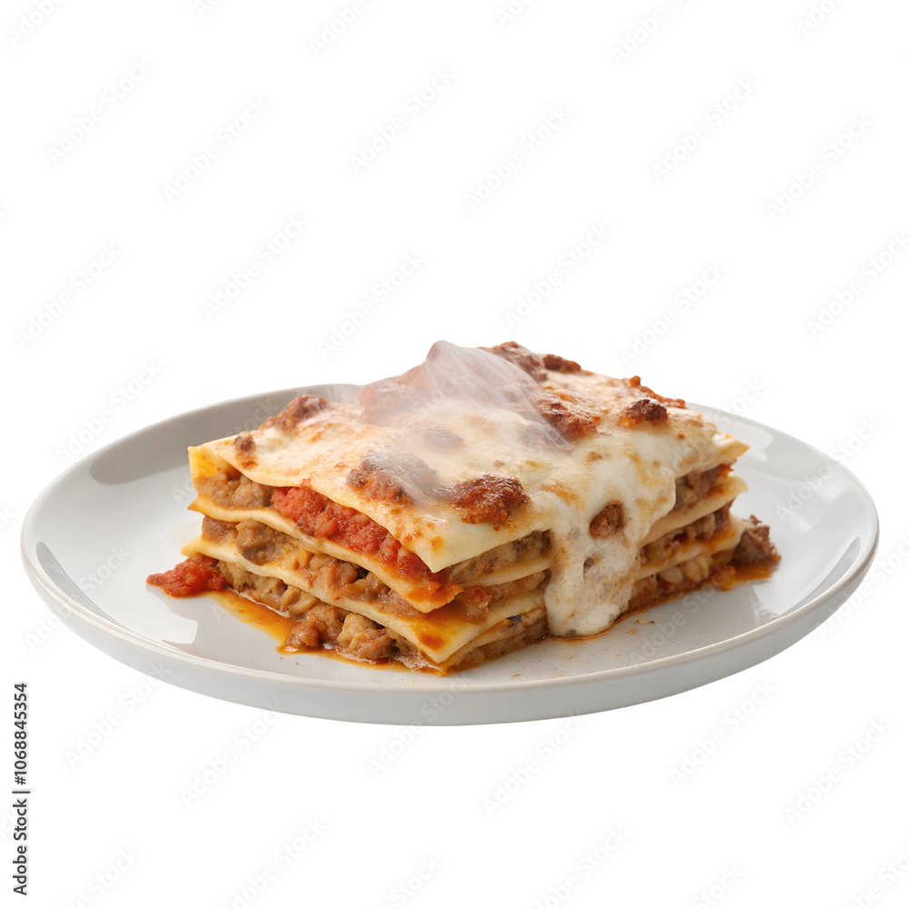 Delicious Layered Lasagna on a Plate Isolate on transparent background cutout, PNG file, Cutout file Delicious Layered Lasagna on a Plate Isolate on transparent background cutout, PNG file, Cutout file