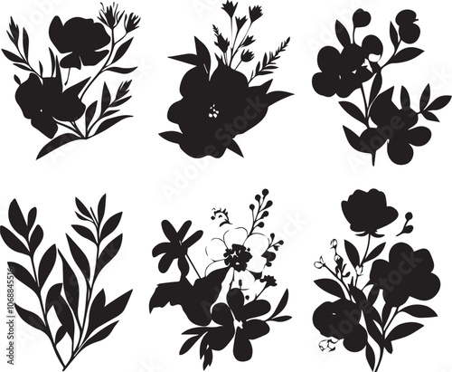 Set Flowers. Hand drawn vector illustration