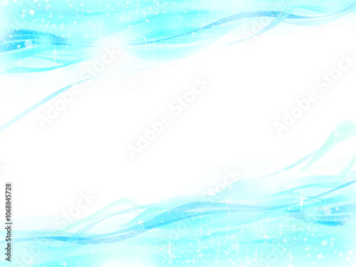 Abstract watercolor brushstroke texture frame, beautiful light blue background clipart.