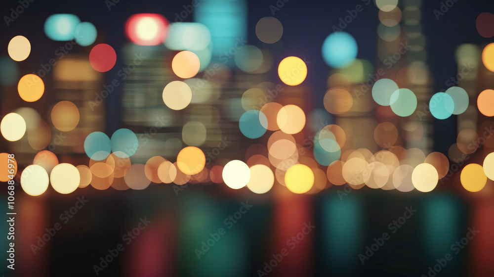 vibrant city skyline at night with colorful bokeh lights creating dreamy atmosphere. blurred lights reflect lively urban environment vibrant city skyline at night with colorful bokeh lights creating dreamy atmosphere. blurred lights reflect lively urban environment
