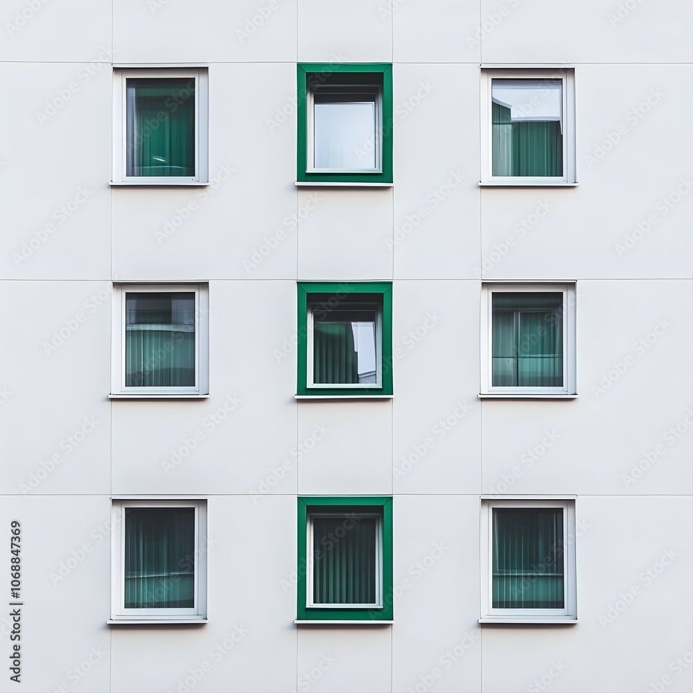 Fototapeta premium A building that has a green windows