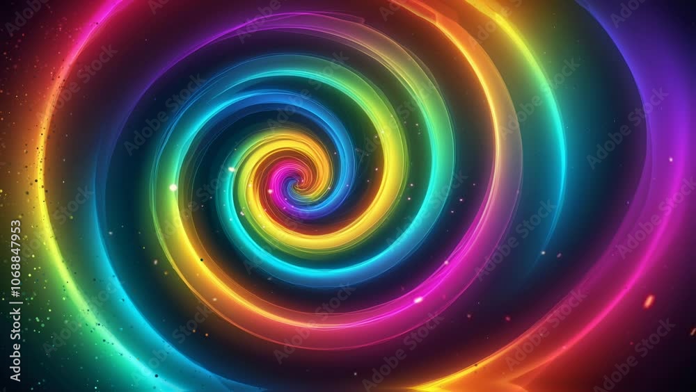 Vibrant rainbow spiral with glowing colors, abstract digital art background. seamless looping time-lapse 4K video background Vibrant rainbow spiral with glowing colors, abstract digital art background. seamless looping time-lapse 4K video background
