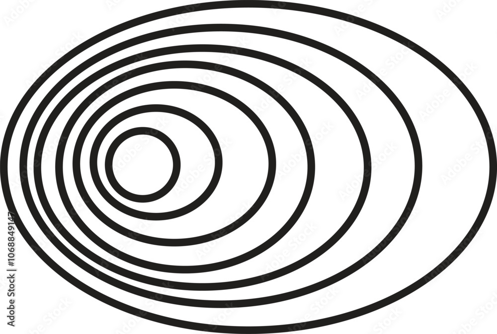 Uneven off center concentric circles with varying line width pattern Spiral line vector graphic Uneven off center concentric circles with varying line width pattern Spiral line vector graphic