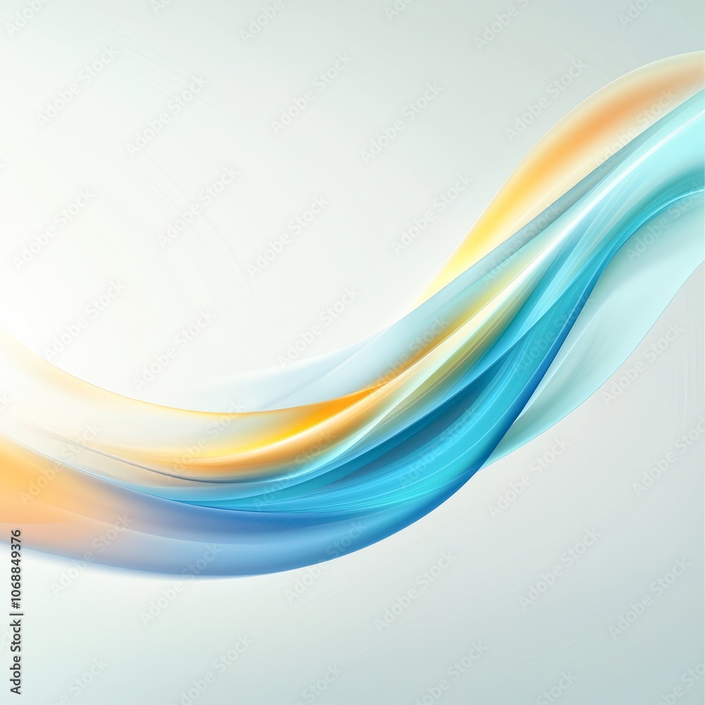 Fototapeta premium A smooth, flowing abstract design with shades of blue and orange creates a serene and modern backdrop suitable for digital art, presentations, or websites, It enhances professional themes,