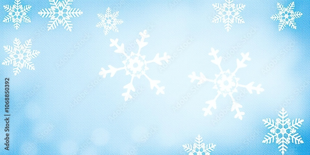 Snowflake illustrations on a textured background with varying shades of blue and white, Christmas decorations, snowflake art Snowflake illustrations on a textured background with varying shades of blue and white, Christmas decorations, snowflake art