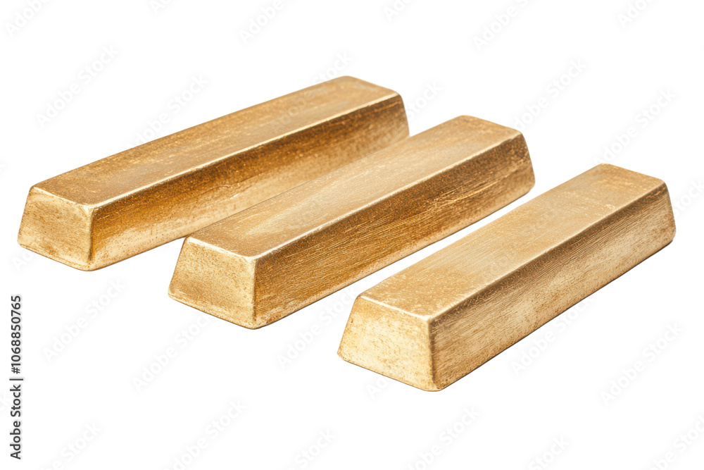 Three gold bars isolated transparent background on transparent background Three gold bars isolated transparent background on transparent background