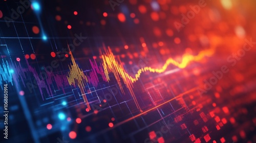 Wallpaper Mural Abstract Digital Data Visualization with Dynamic Lines and Bokeh Lights Torontodigital.ca