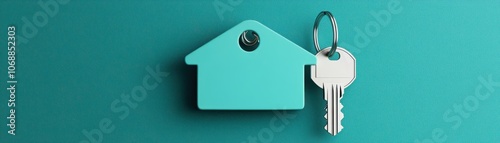 Closeup of a house keychain with a  Mortgage  tag and  Collateral Value  percentage displayed digitally, House key with mortgage and collateral value, Techy and relevant photo