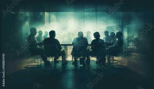 Corporate Strategy Session in Dramatic Lighting
