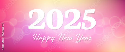 Happy new year 2025 inscription on blurred background