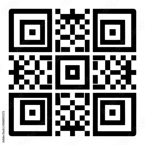 detailed vector illustration of a digital sample QR code, tag for smartphone and information scanning, and QR scanner for mobile app outline and icon.