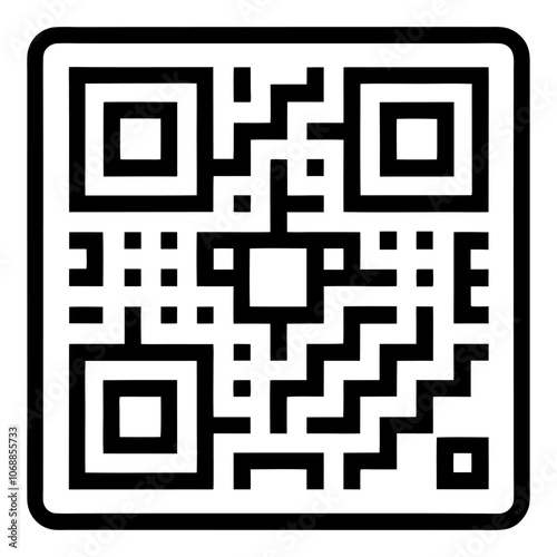 Detailed vector illustration of a digital sample QR code tag for smartphone and information scanning and a QR scanner icon for mobile apps.