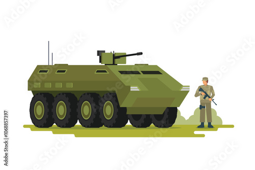 Armoured personnel carrier APC vector illustration, military vehicles