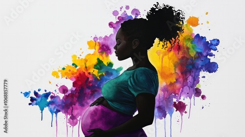 Celebrate Motherhood with Vibrant Watercolor Art Depicting Pregnancy