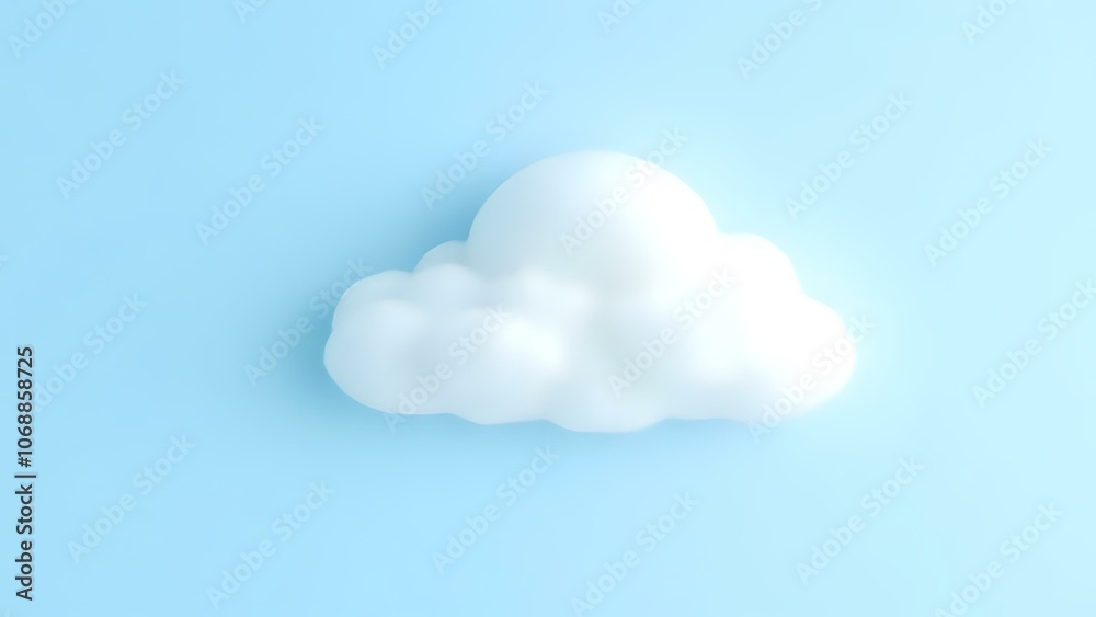 White Cloud Icon on Light Blue Background for Peaceful and Mindful Calm White Cloud Icon on Light Blue Background for Peaceful and Mindful Calm
