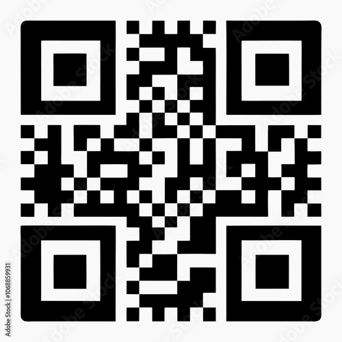 Detailed vector illustration of a digital sample QR code tag for smartphone and information scanning and a QR scanner icon for mobile apps.