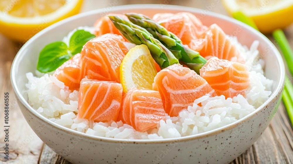 Healthy Rice Dish with Salmon and Asparagus Healthy Rice Dish with Salmon and Asparagus