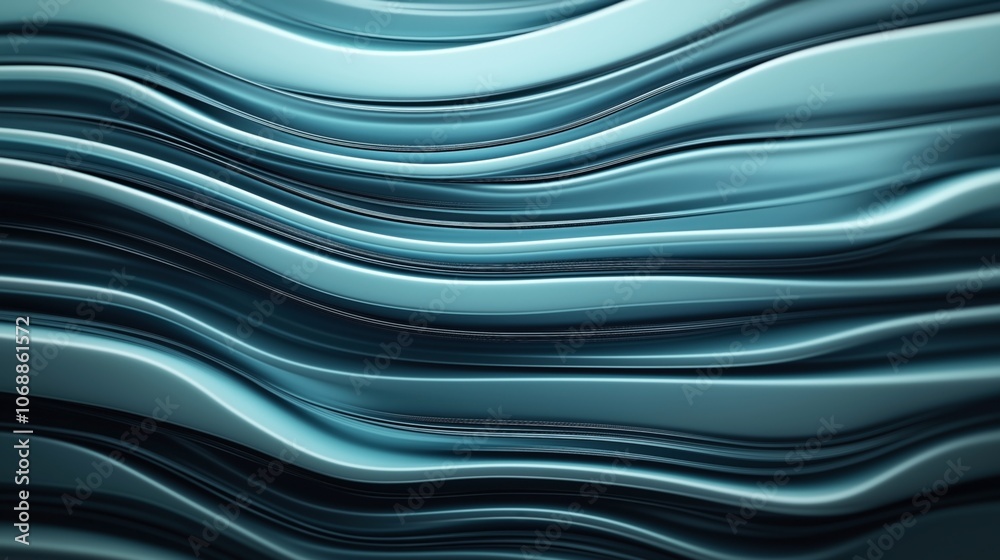 Abstract image featuring smooth overlapping blue metallic waves creating a fluid motion effect with soft lighting and texture variations for a dynamic background design. Abstract image featuring smooth overlapping blue metallic waves creating a fluid motion effect with soft lighting and texture variations for a dynamic background design.