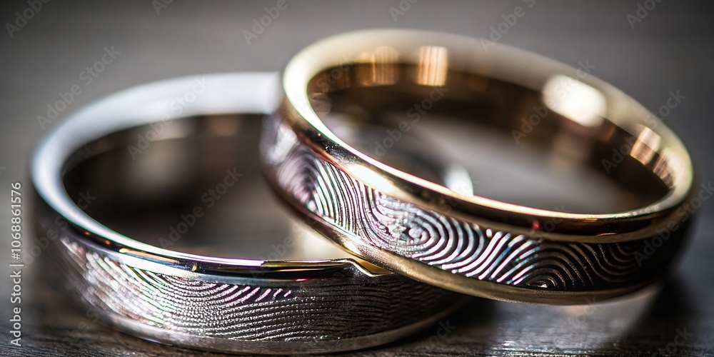 Wedding Rings in Wooden Box with Fingerprint Detail Wedding Rings in Wooden Box with Fingerprint Detail