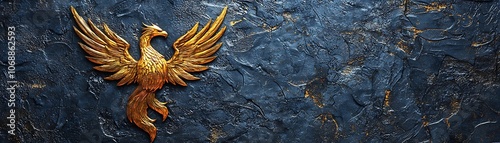 Rising Phoenix on Dark Blue Background