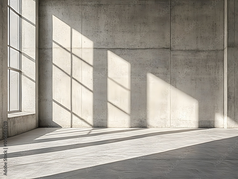 Obraz premium empty concrete open space interior with sunlight