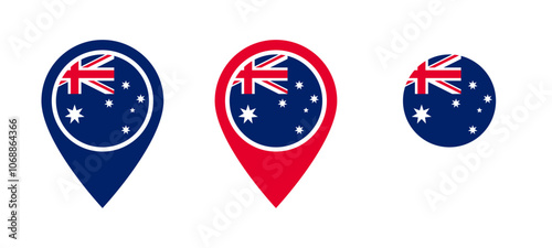 Australia flag location icon set