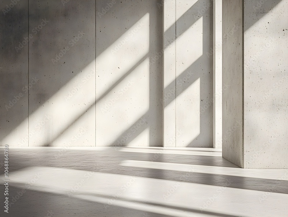 Obraz premium empty concrete open space interior with sunlight