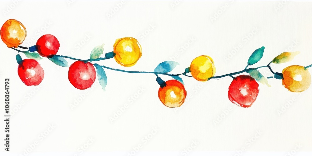 Watercolor Christmas Lights.
Watercolor Christmas Lights.