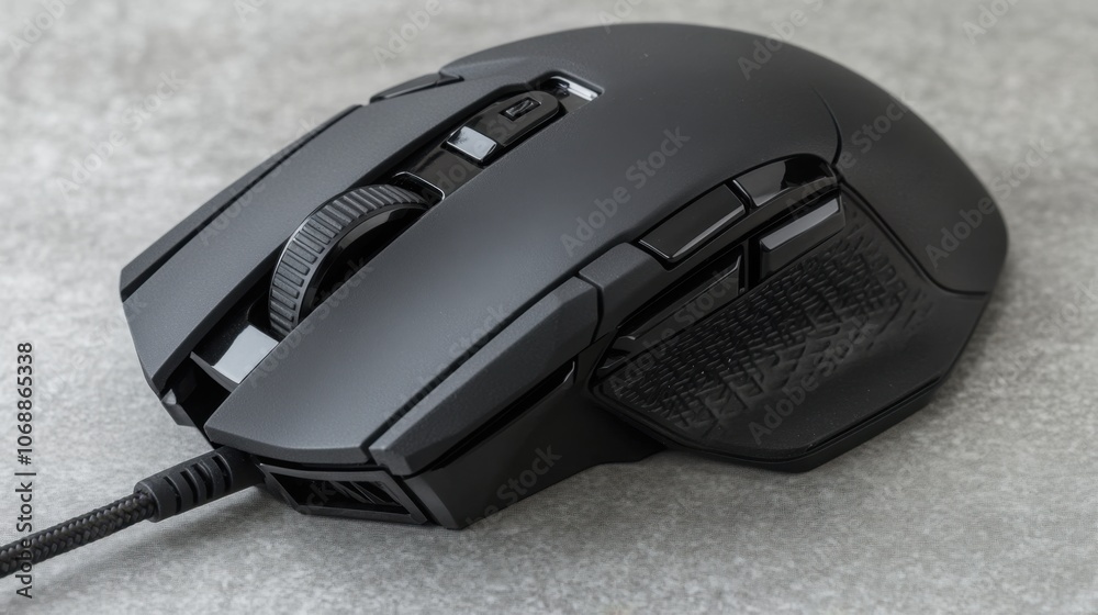 Sleek Gaming Mouse on Gray Surface Sleek Gaming Mouse on Gray Surface
