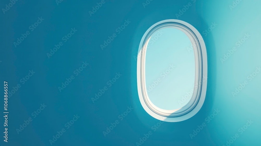 Obraz premium An airplane window with a clear view of the sky, highlighting travel and exploration.