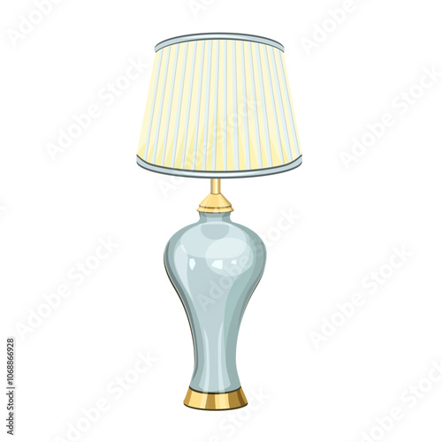 Ceramic table lamp isolated on a white background.Vector illustration of an interior item.