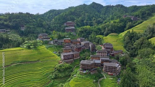 A mountain village located in the Longji Terraced Fields