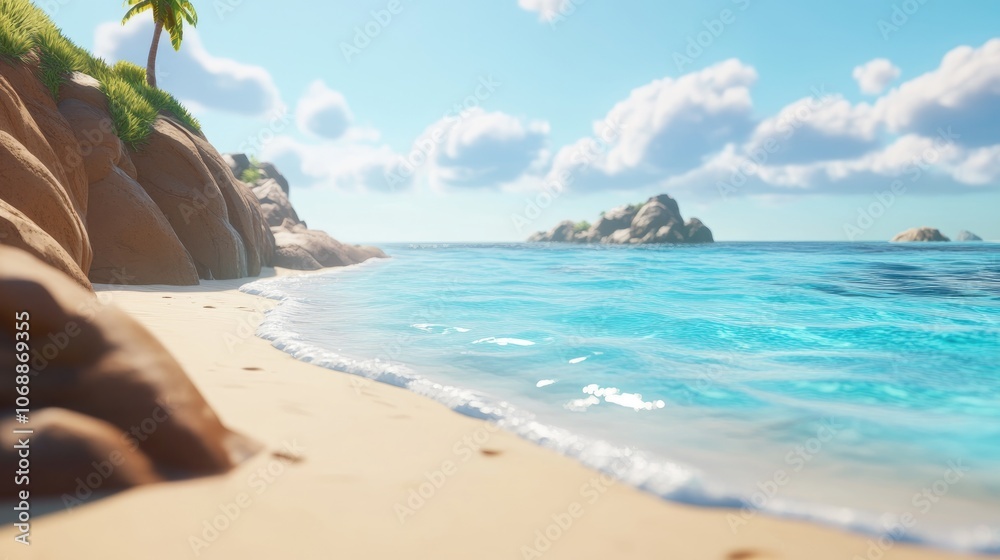 Scenic view of a pristine beach with crystal clear waters and soft golden sand ideal for vacation planning