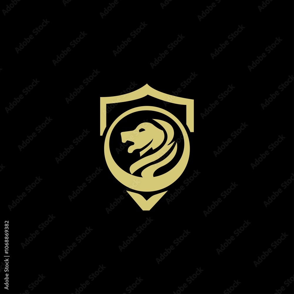 Lion shield vector logo template design Lion shield vector logo template design