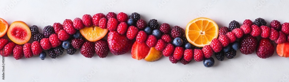 Vibrant arrangement of assorted berries and citrus fruits, showcasing a colorful and fresh visual concept for healthy living. Vibrant arrangement of assorted berries and citrus fruits, showcasing a colorful and fresh visual concept for healthy living.