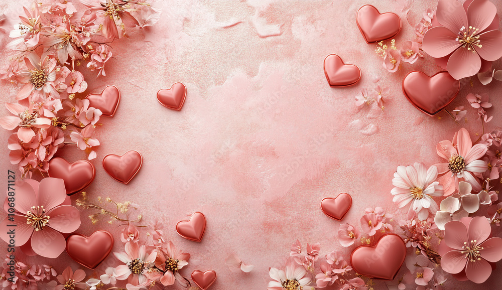 Heart and Flower romantic background with copy space Heart and Flower romantic background with copy space