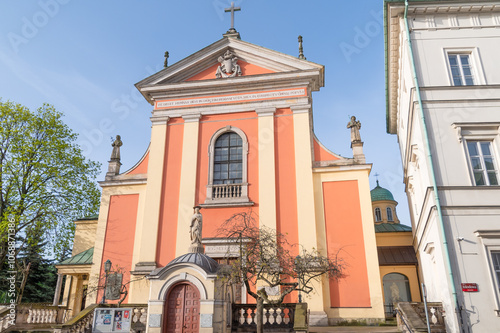 Church of the Transfiguration of Our Lord. Baroque church of the Capuchin order from the end of the 17th century. Warsaw, Poland.  photo