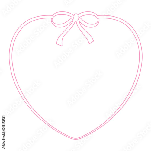 Pink heart ribbon frame outline for decoration, colouring book, art, painting, patch, poster, wedding card, Valentine, love sign, heart symbol, photo frame, sticker, backdrop, wallpaper, background