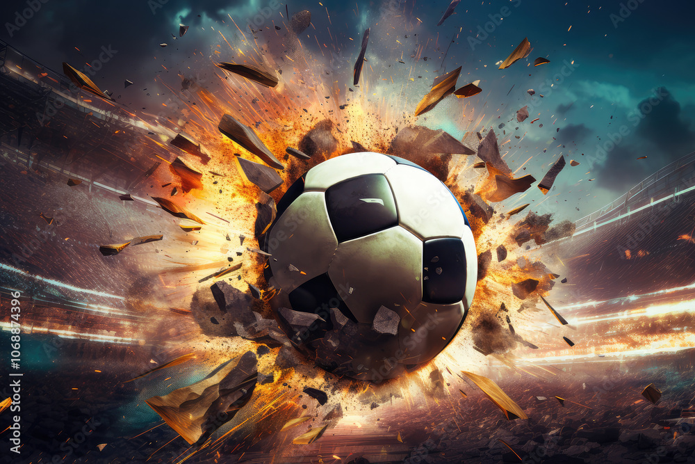 Fototapeta premium Soccer Explosion: The Game's Breaking Point