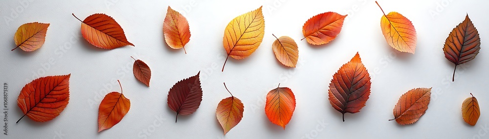 Obraz premium Colorful Autumn Leaves on White Background