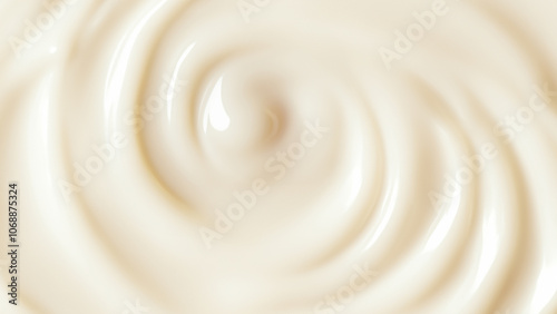 Smooth Swirl Texture of White Cream, Yogurt, or Mayonnaise Background