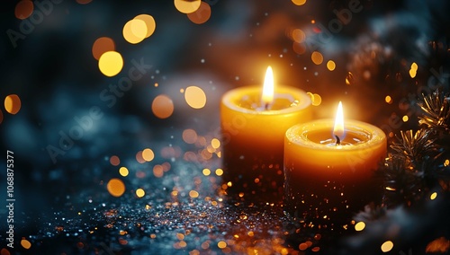 Warm Candlelight in a Soft Glow of Bokeh Lights