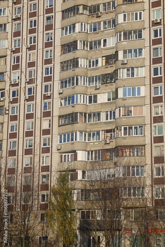 urban facades of buildings, residential buildings, residential area, autumn, Moscow, Butovo 2