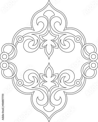 Sketch vector illustration silhouette design drawing decorative ornament classical vintage ethnic mandala rosette 