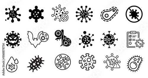 Bacteria Related Vector Icon Set.