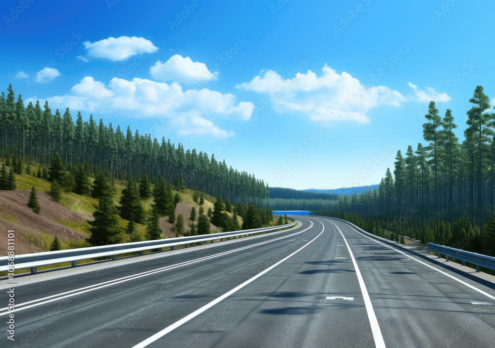 Fototapeta premium Serene Forest Road Trip Adventure