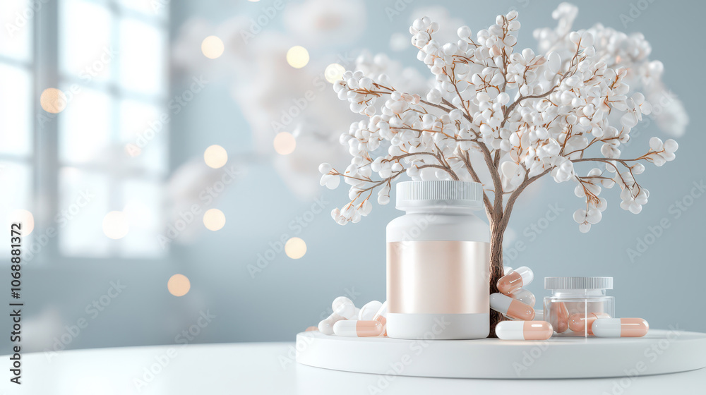 White Pills Bottle Tree Branch White Pills Bottle Tree Branch