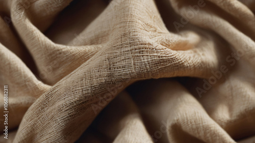 White linen canvas crumpled natural cotton fabric. Organic Eco textiles White Fabric linen texture