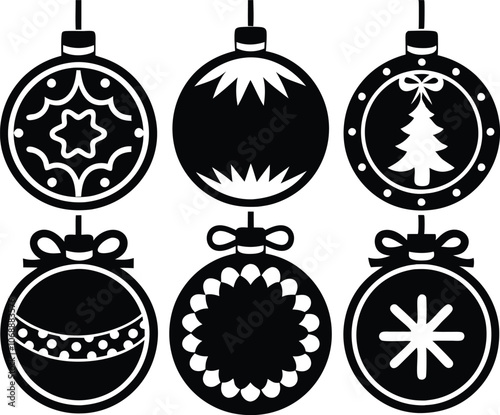 Collection of Christmas ball silhouette, Christmas ball, Christmas ball icon vector, Christmas bauble vector illustration