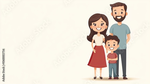 Smiling mother standing proudly next to her happy husband and playful son radiating warmth and love with copy space